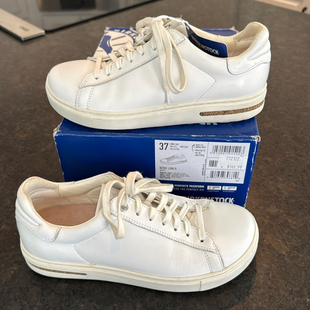 Birkenstock White Leather Low-Top Sneakers